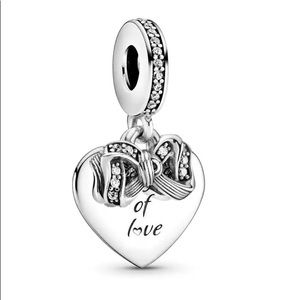 New Pandora Bow & Heart Charm gift of love